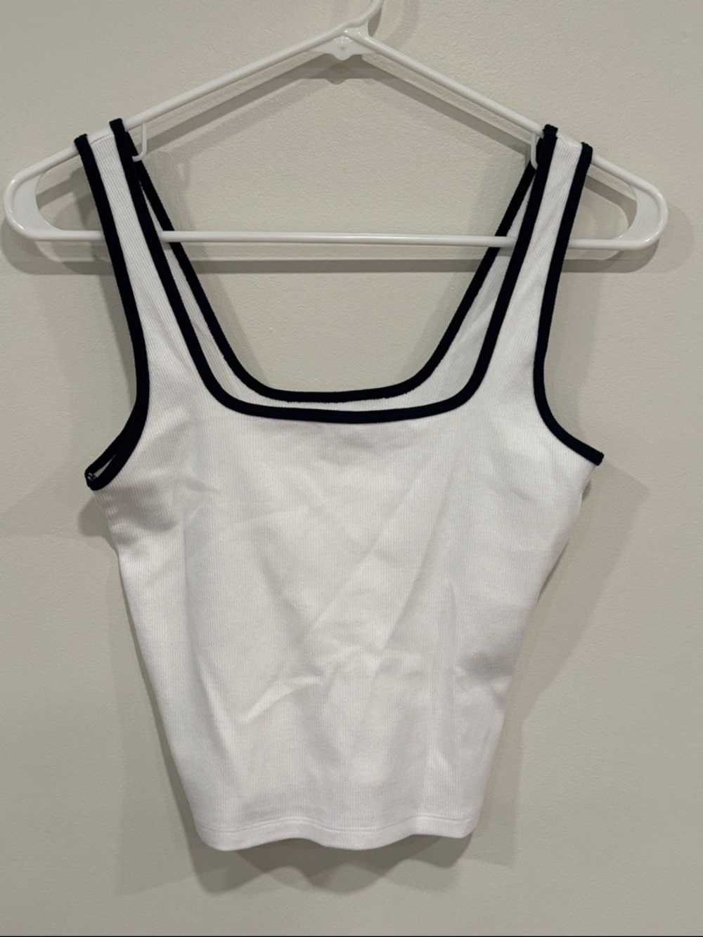 Abercrombie & Fitch Essentials White Tank Top with Black Trim